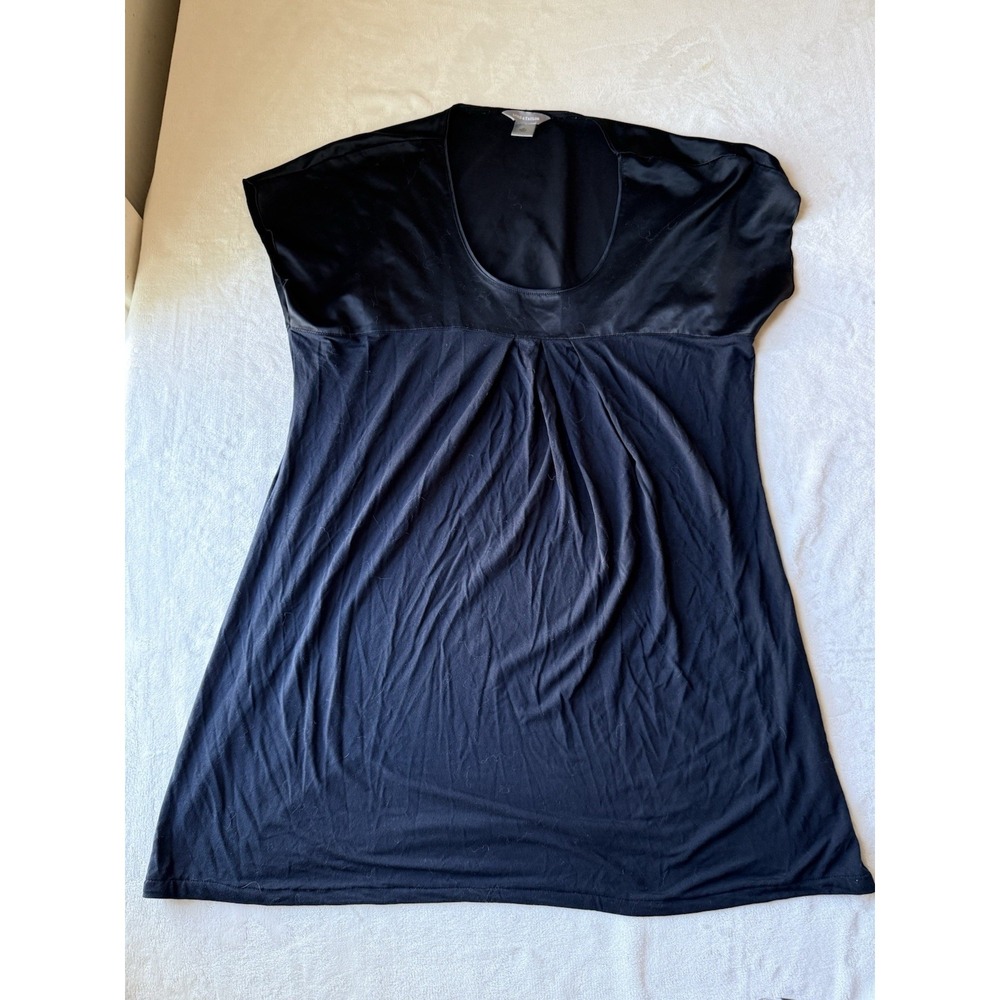 Lord & Taylor Top L Blk Scoop Cap Sleeve Silky Extra Long Whimsy Fairy Goth